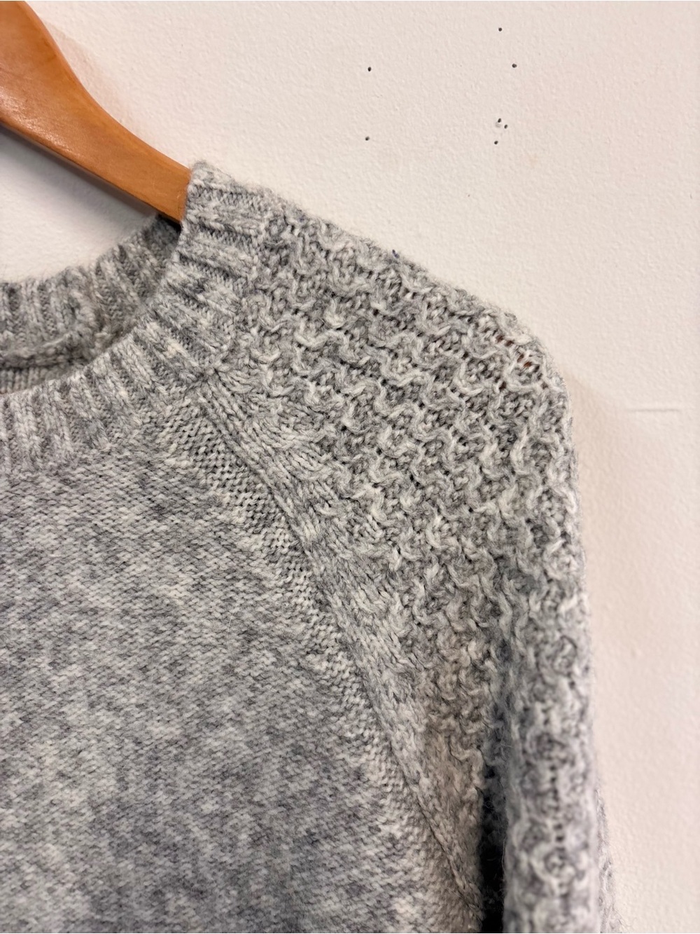 J. Crew Light Gray Wool Textured Crewneck Sweater